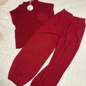 Red Women's Pants & Jumpsuit Set